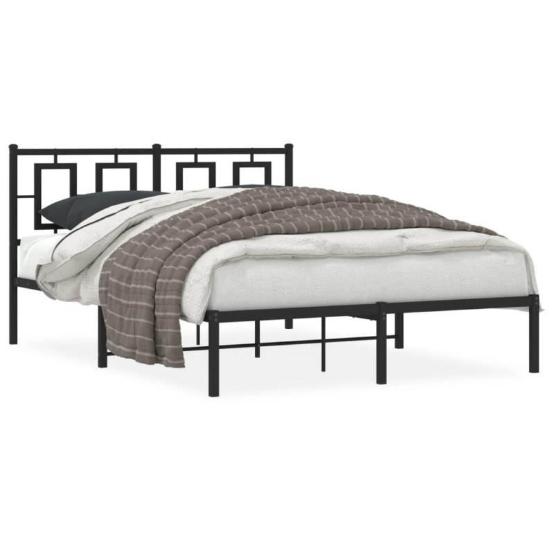 vidaXL Bettgestell mit Kopfteil Metall Schwarz 140x190 cm vidaXL Bettgestell mit Kopfteil Metall Schwarz 140x190 cm