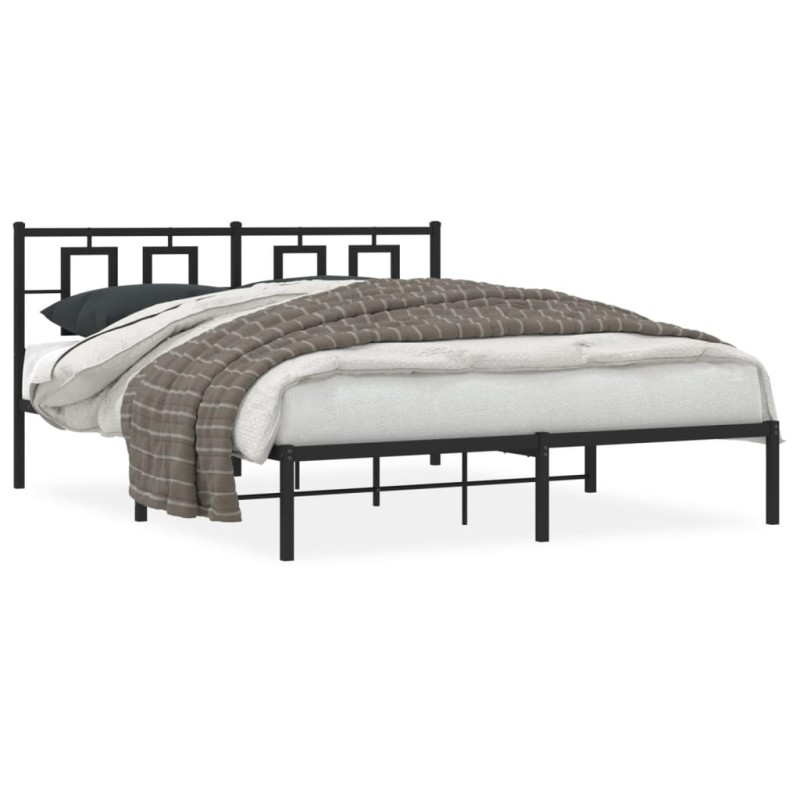 vidaXL Bettgestell mit Kopfteil Metall Schwarz 150x200 cm vidaXL Bettgestell mit Kopfteil Metall Schwarz 150x200 cm