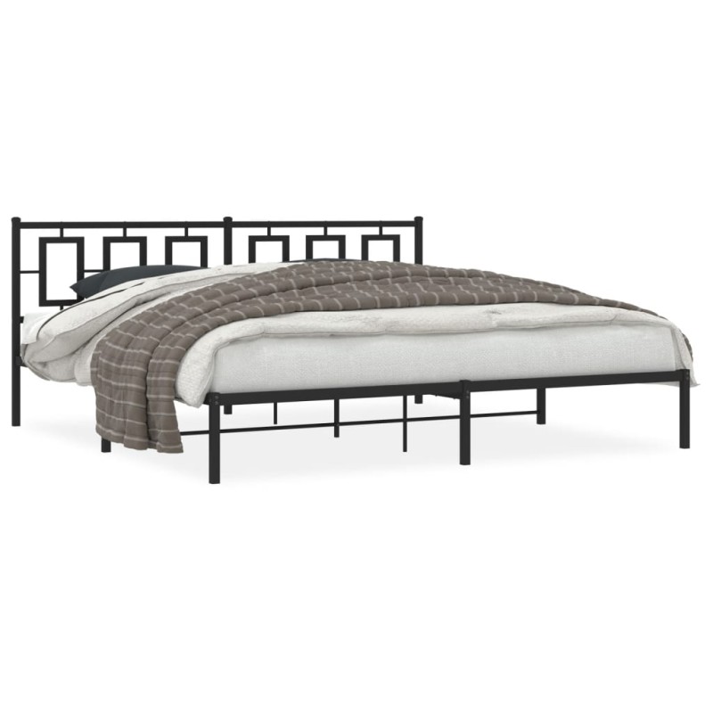 vidaXL Bettgestell mit Kopfteil Metall Schwarz 200x200 cm vidaXL Bettgestell mit Kopfteil Metall Schwarz 200x200 cm