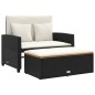 vidaXL Gartensofa mit Kissen 2-Sitzer Schwarz Poly Rattan&Akazienholz vidaXL Gartensofa mit Kissen 2-Sitzer Schwarz Poly Rattan&Akazienholz