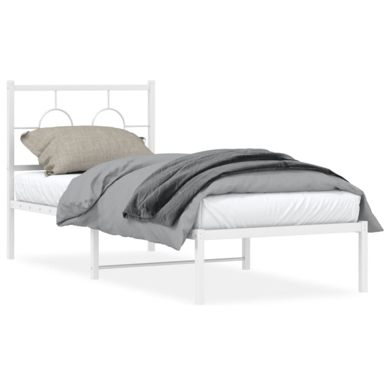 vidaXL Bettgestell mit Kopfteil Metall Weiß 75x190 cm vidaXL Bettgestell mit Kopfteil Metall Weiß 75x190 cm