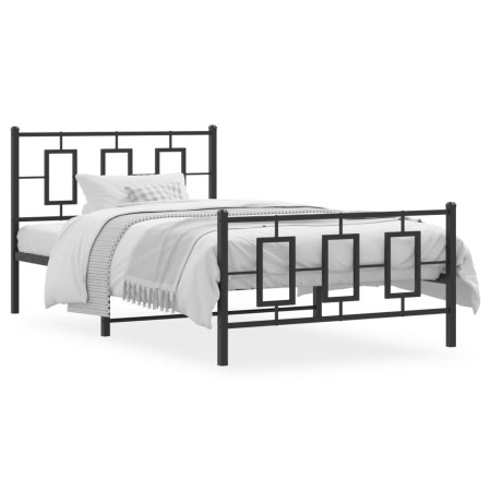 vidaXL Bettgestell mit Kopf- und Fußteil Metall Schwarz 107x203 cm