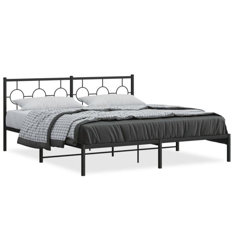 vidaXL Bettgestell mit Kopfteil Metall Schwarz 183x213 cm vidaXL Bettgestell mit Kopfteil Metall Schwarz 183x213 cm