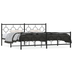 vidaXL Bettgestell mit Kopf- und Fußteil Metall Schwarz 193x203 cm