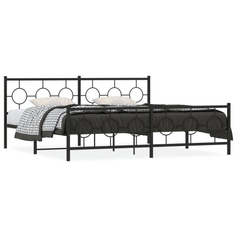 vidaXL Bettgestell mit Kopf- und Fußteil Metall Schwarz 193x203 cm vidaXL Bettgestell mit Kopf- und Fußteil Metall Schwarz 193x203 cm