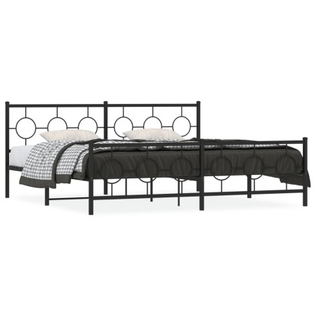 vidaXL Bettgestell mit Kopf- und Fußteil Metall Schwarz 193x203 cm