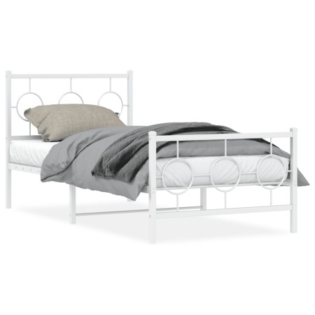 vidaXL Bettgestell mit Kopf- und Fußteil Metall Weiß 90x200 cm
