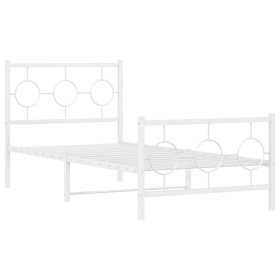 vidaXL Bettgestell mit Kopf- und Fußteil Metall Weiß 90x200 cm