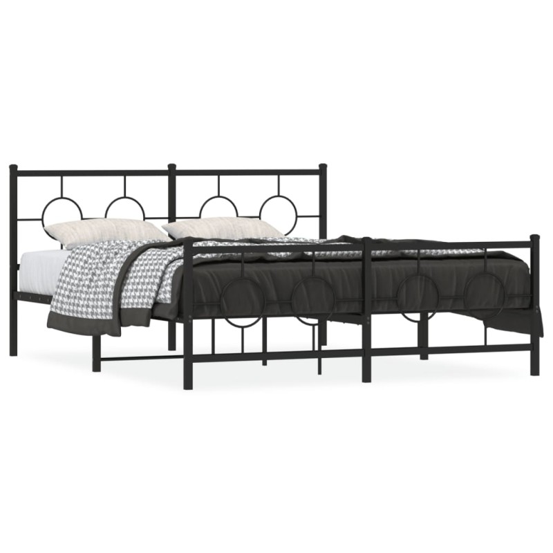 vidaXL Bettgestell mit Kopf- und Fußteil Metall Schwarz 150x200 cm vidaXL Bettgestell mit Kopf- und Fußteil Metall Schwarz 150x200 cm