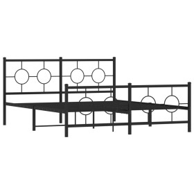vidaXL Bettgestell mit Kopf- und Fußteil Metall Schwarz 150x200 cm