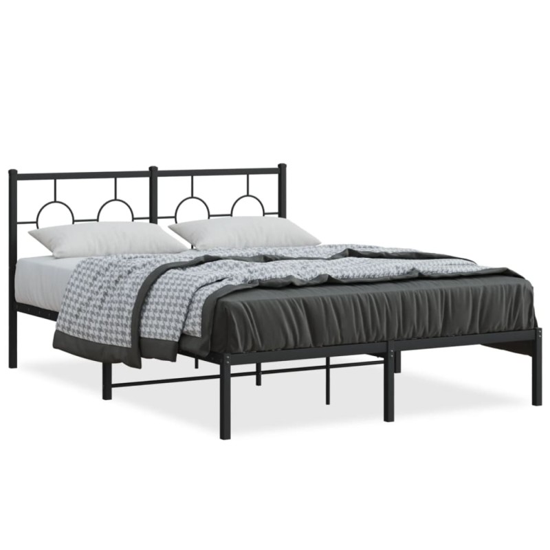 vidaXL Bettgestell mit Kopfteil Metall Schwarz 135x190 cm vidaXL Bettgestell mit Kopfteil Metall Schwarz 135x190 cm