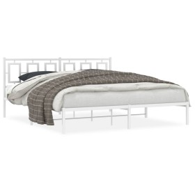 vidaXL Bettgestell mit Kopfteil Metall Weiß 183x213 cm
