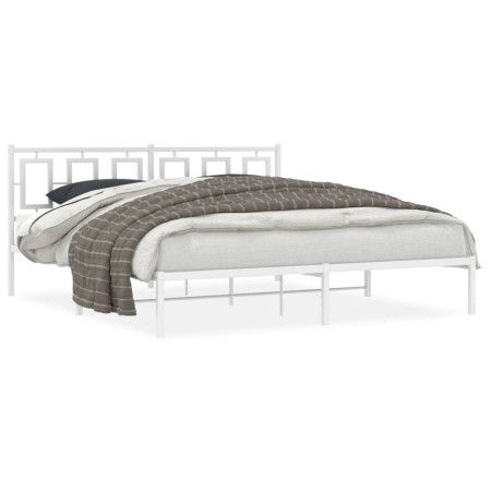 vidaXL Bettgestell mit Kopfteil Metall Weiß 183x213 cm