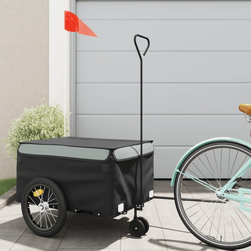 vidaXL Fahrradanhänger Schwarz und Grau 45 kg Eisen vidaXL Fahrradanhänger Schwarz und Grau 45 kg Eisen