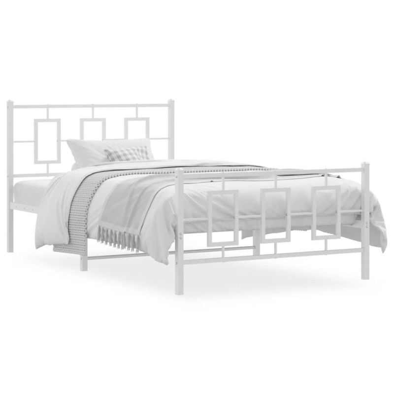 vidaXL Bettgestell mit Kopf- und Fußteil Metall Weiß 107x203 cm vidaXL Bettgestell mit Kopf- und Fußteil Metall Weiß 107x203 cm