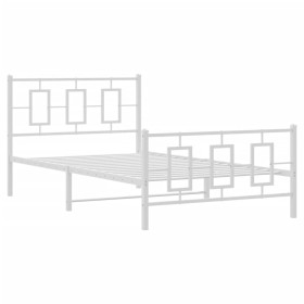 vidaXL Bettgestell mit Kopf- und Fußteil Metall Weiß 107x203 cm