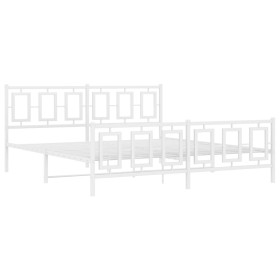 vidaXL Bettgestell mit Kopf- und Fußteil Metall Weiß 180x200 cm