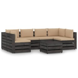 vidaXL 7-tlg. Garten-Lounge-Set mit Kissen Grau Imprägniertes Holz