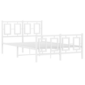vidaXL Bettgestell mit Kopf- und Fußteil Metall Weiß 120x200 cm