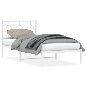 vidaXL Bettgestell mit Kopfteil Metall Weiß 90x190 cm
