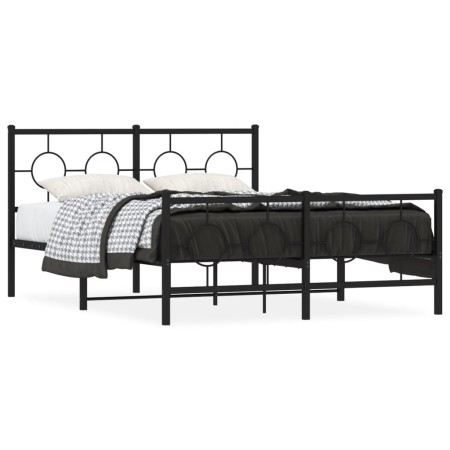 vidaXL Bettgestell mit Kopf- und Fußteil Metall Schwarz 140x190 cm