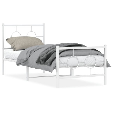 vidaXL Bettgestell mit Kopf- und Fußteil Metall Weiß 80x200 cm