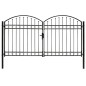vidaXL Zauntor Doppelflügel Gewölbte Spitze Stahl 300x175 cm Schwarz