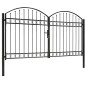 vidaXL Zauntor Doppelflügel Gewölbte Spitze Stahl 300x175 cm Schwarz