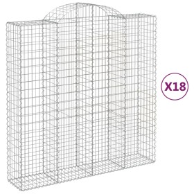 vidaXL Gabionen mit Hochbogen 18Stk. 200x50x200/220cm Verzinktes Eisen