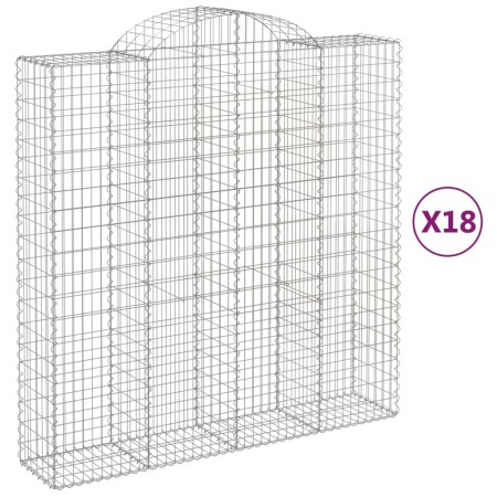 vidaXL Gabionen mit Hochbogen 18Stk. 200x50x200/220cm Verzinktes Eisen
