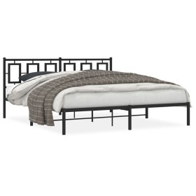vidaXL Bettgestell mit Kopfteil Metall Schwarz 180x200 cm