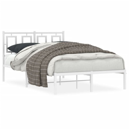 vidaXL Bettgestell mit Kopfteil Metall Weiß 120x190 cm