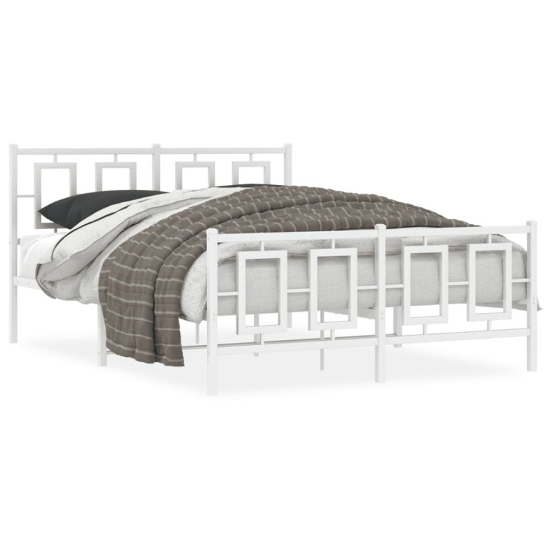 vidaXL Bettgestell mit Kopf- und Fußteil Metall Weiß 140x200 cm vidaXL Bettgestell mit Kopf- und Fußteil Metall Weiß 140x200 cm