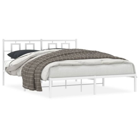 vidaXL Bettgestell mit Kopfteil Metall Weiß 160x200 cm