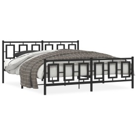 vidaXL Bettgestell mit Kopf- und Fußteil Metall Schwarz 183x213 cm
