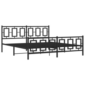 vidaXL Bettgestell mit Kopf- und Fußteil Metall Schwarz 183x213 cm