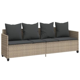 vidaXL Sonnenliege mit Kissen Hellgrau Poly Rattan