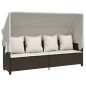 vidaXL Sonnenliege mit Dach und Kissen Braun Poly Rattan vidaXL Sonnenliege mit Dach und Kissen Braun Poly Rattan