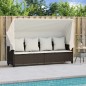 vidaXL Sonnenliege mit Dach und Kissen Braun Poly Rattan vidaXL Sonnenliege mit Dach und Kissen Braun Poly Rattan