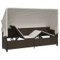 vidaXL Sonnenliege mit Dach und Kissen Braun Poly Rattan vidaXL Sonnenliege mit Dach und Kissen Braun Poly Rattan