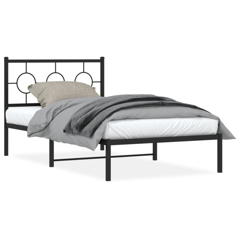 vidaXL Bettgestell mit Kopfteil Metall Schwarz 100x200 cm vidaXL Bettgestell mit Kopfteil Metall Schwarz 100x200 cm