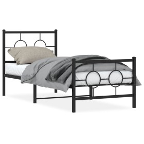 vidaXL Bettgestell mit Kopf- und Fußteil Metall Schwarz 80x200 cm