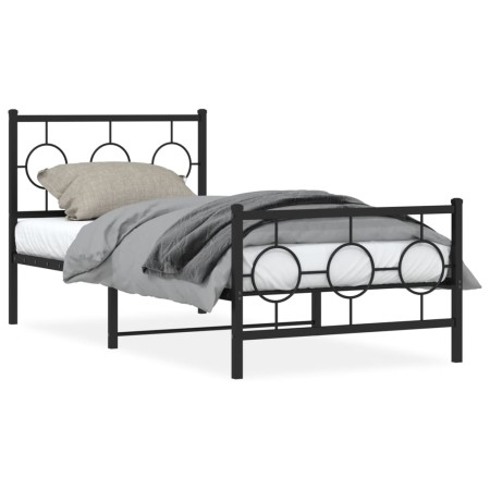 vidaXL Bettgestell mit Kopf- und Fußteil Metall Schwarz 90x200 cm