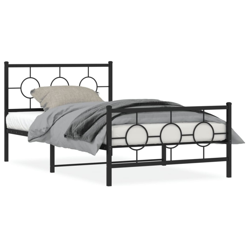 vidaXL Bettgestell mit Kopf- und Fußteil Metall Schwarz 107x203 cm vidaXL Bettgestell mit Kopf- und Fußteil Metall Schwarz 107x203 cm