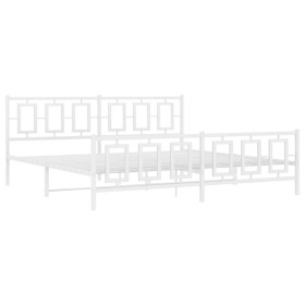 vidaXL Bettgestell mit Kopf- und Fußteil Metall Weiß 193x203 cm