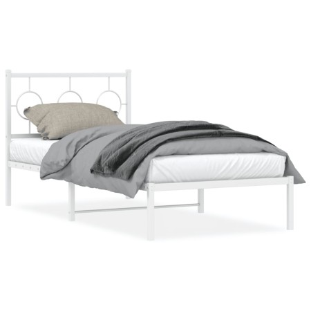 vidaXL Bettgestell mit Kopfteil Metall Weiß 90x200 cm