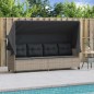 vidaXL Sonnenliege mit Dach und Kissen Hellgrau Poly Rattan vidaXL Sonnenliege mit Dach und Kissen Hellgrau Poly Rattan