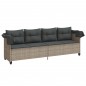 vidaXL Sonnenliege mit Dach und Kissen Hellgrau Poly Rattan vidaXL Sonnenliege mit Dach und Kissen Hellgrau Poly Rattan
