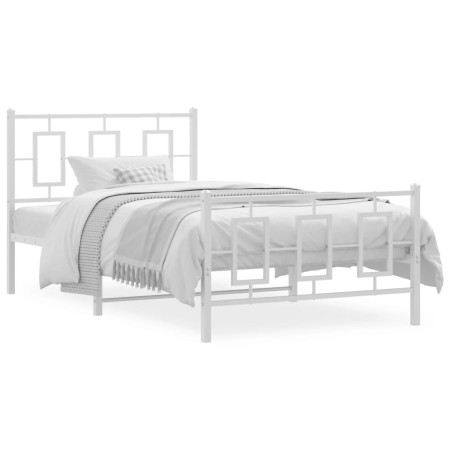 vidaXL Bettgestell mit Kopf- und Fußteil Metall Weiß 100x190 cm