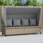 vidaXL Sonnenliege mit Dach und Kissen Beige Poly Rattan vidaXL Sonnenliege mit Dach und Kissen Beige Poly Rattan